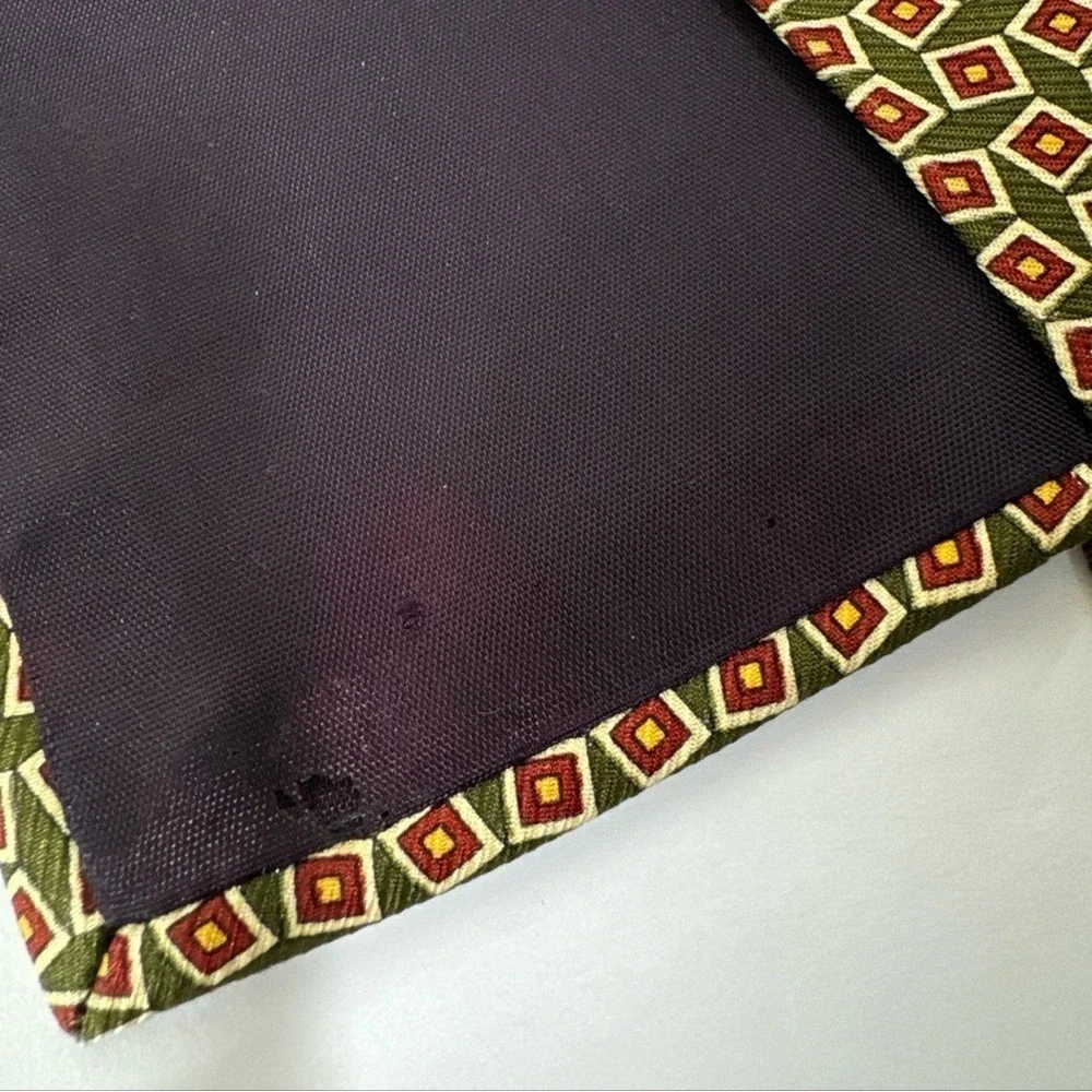POLO RALPH LAUREN Necktie -Tie Handmade Usa Silk Green-Burgundy Squares